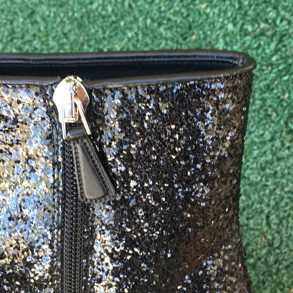 NWT Red Valentino Glitter Block Heel Boot Black 37 - Picture 4 of 16